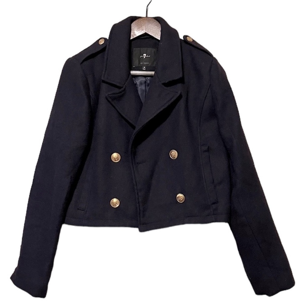 7 for all mankind Cropped Double Breasted Navy Peacoat size medium